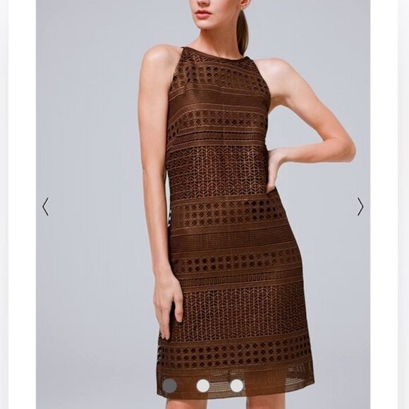 White House Black Market Dresses & Skirts - NWT $180 White House Black Market Dress Size 6P chocolate shimmer foil Metallic
